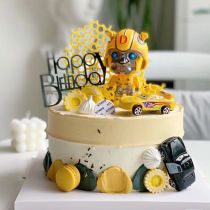 卡通机器人儿童男孩生日烘焙配摆件变形汽车蛋糕装饰烘焙甜品插件