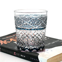 日式江户切子水晶玻璃杯威士忌酒杯复古手工雕刻工艺家用装饰礼品