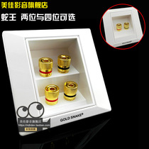 台湾蛇王音响面板喇叭线接线盒音箱 香蕉插座2位 4位墙插环绕背景