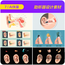 手绘卡通人工耳蜗助听器耳朵结构插图海报ai矢量设计素材i2150706