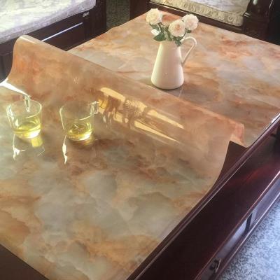茶几桌布防水防烫长方形客厅欧式大理石透明餐桌垫厚胶垫桌面印花