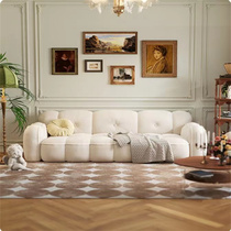 法式奶油风猫抓布客厅小户型模块棉花糖云朵拼色网红直排布艺沙发