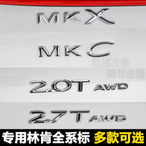 适用林肯MKC航海家MKX车标2.7T 2.0T 四驱AWD排量标字母后尾标贴