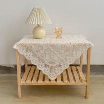 法式白色蕾丝桌布氛围感正方形复古茶几布床头柜沙发冰箱防尘盖布
