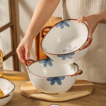川岛屋日式双耳汤碗家用2024新款陶瓷汤盆高级感泡面碗大号面条碗
