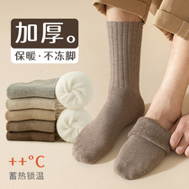 袜子男冬季纯棉长筒长袜黑色加厚保暖加绒毛圈高筒小腿袜冬天棉袜