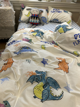 ins喷火龙男孩小恐龙四件套全棉纯棉卡通1.5m1.8米被套床单三件套