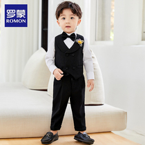 罗蒙儿童小西装套装男童周岁男宝宝小童英伦韩版西服花童正品礼服