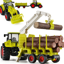 声光大号农场喷水吊车木材运输拖拉机儿童仿真工程小汽车模型玩具