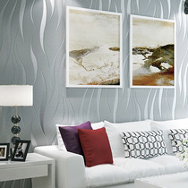 简约时尚大气波浪条纹灰色系电视背景墙纸现代客厅沙发无纺布壁纸