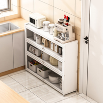 白色厨房金属碳钢餐边柜置物架落地多层靠墙钢制铁皮收纳柜小户型
