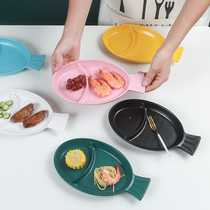 分格减脂定量分餐盘多格家用两格陶瓷餐具北欧早餐碟子鱼盘菜盘子