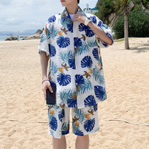 海之椰海南岛服装衬衫男夏短袖套装三亚休闲旅游沙滩印花大码男女