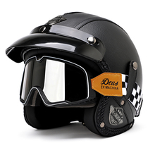 3C认证摩托车头盔复古巡航电动机车四分之三半盔男女士夏季安全帽
