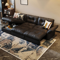 意式真皮沙发小户型家用沙发轻奢现代极简沙发客厅皮艺云朵沙发床