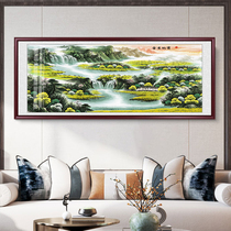 新中式国画山水画客厅装饰画办公室茶室挂画靠山图沙发背景墙壁画