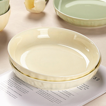 奶油风盘子菜盘家用深盘菜碟陶瓷碗盘套装高级感轻奢碟子餐盘餐具