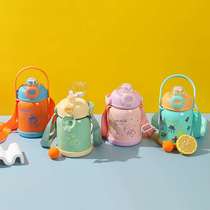 新款大容量宝宝保温水壶 吸管儿童水杯运动便携手提大肚子保温杯