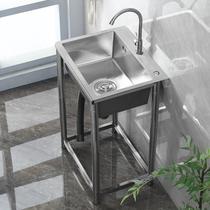 水池洗碗池带不锈钢加厚家用架子盆水槽单槽支架带洗手盆厨房洗菜