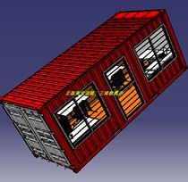 办公室集装箱房屋门窗户桌子轮子椅子笔记本电脑3D三维几何数模型