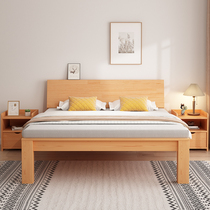 实木床现代简约双人床主卧1.5米床1.2米床全实木床架欧式床美式床