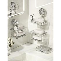 淋浴房肥皂盒吸盘挂壁式沥水置物架家用免打孔海绵擦架子双层香