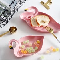 Creative Pink Flamingo Ceramic Tableware Dessert Plates Snac