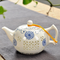 精品青花瓷玲珑镂空陶瓷功夫茶具水晶蜂窝玲珑盖碗茶壶茶杯整套