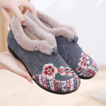 2023冬季新款老北京棉鞋女加绒加厚软底防滑中老年人妈妈保暖棉靴