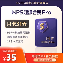WPS超级会员Pro套餐月卡31天季卡93天官方正版PPT稻壳充值PDF转换