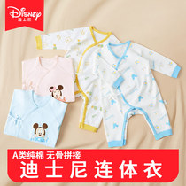迪士尼婴儿连体衣春夏季纯棉新生儿衣服0-6月初生宝宝哈衣爬服