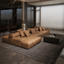 自音真皮沙发客厅横厅双面2024新款现代轻奢意式极简广东佛山家具