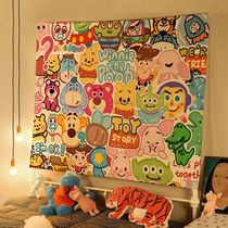 卡通迪士尼玩具总动员背景布宿舍挂布儿童巴斯光年卧室布置背景布