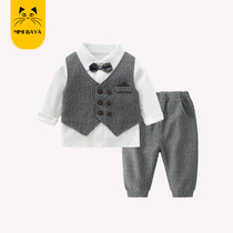 周岁男宝宝绅士套装礼服英伦风婴儿衣服男孩生日1岁2岁春秋装儿童