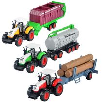 拖拉机模型合金汽车带车斗仿真农夫车农场运输儿童玩具车三件套装