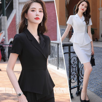 职业西装套装女夏季商务短袖韩版女神范总裁美容院酒店珠宝工作服
