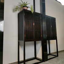 新中式餐边柜面条柜高置物架禅意实木隔断客厅进门厅装饰条案柜台