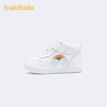 巴拉巴拉婴儿学步鞋女童宝宝2022冬季新款简约柔软防滑小童小白鞋