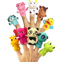 儿童手指偶仿真软硅胶恐龙卡通动物冰雪玩偶宝宝益智互动玩具套装