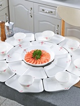 陶瓷拼盘组合盘子菜盘家用汤盘中式套装餐具碗碟聚会火锅圆桌餐盘