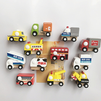 可爱木质卡通工程交通小车磁性冰箱贴儿童教学小汽车磁性贴家居装