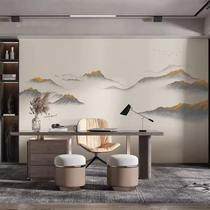 新中式电视背景墙纸水墨大气山水画壁布客厅沙发墙布卧室硬包壁纸