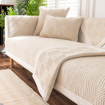 春夏季高级棉麻沙发坐垫加厚透气亚麻沙发布盖布防皱新中式沙发垫