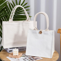 DIY包空白帆布包袋子麻布便当盒学生女包托特购物手提包白色绘斅
