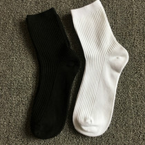 10双35元白色双针袜子纯棉中筒黑色袜男女士潮流百搭韩版学生袜