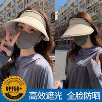 防晒口罩女防紫外线高颜值冰丝遮阳帽子一体冰丝全脸面罩2023新款