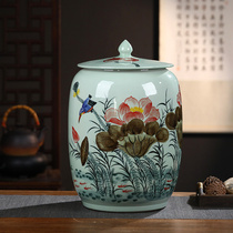 景德镇陶瓷储物茶叶罐米缸米桶20/30/50斤带盖防潮虫油缸水缸家用