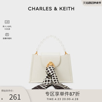 CHARLES&KEITH春夏女包CK2-80701226丝巾饰珍珠手提单肩斜挎包女
