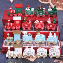 圣诞节蛋糕装饰摆件红色绿色白色木质火车雪人水晶鹿圣诞老人插件