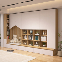 卡座书柜一体整墙到顶书架定制实木客厅家用置物去客厅化满墙书柜